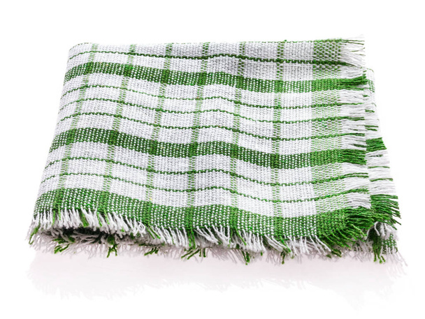 Настольная салфетка или скатерть зеленого и белого цвета
 - Фото, изображение