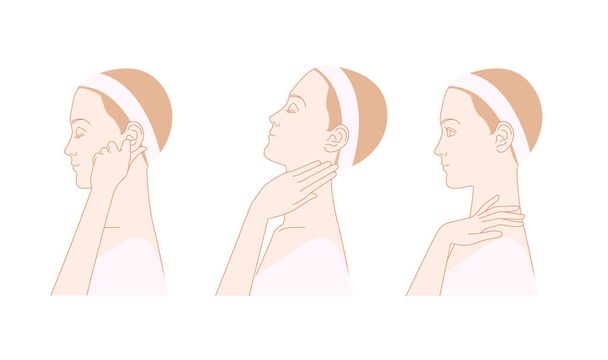 Женщины, которые массируют шею
 - Вектор,изображение