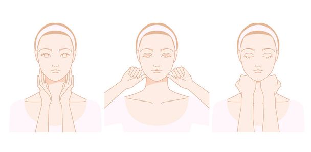 首をマッサージ女性 - ベクター画像