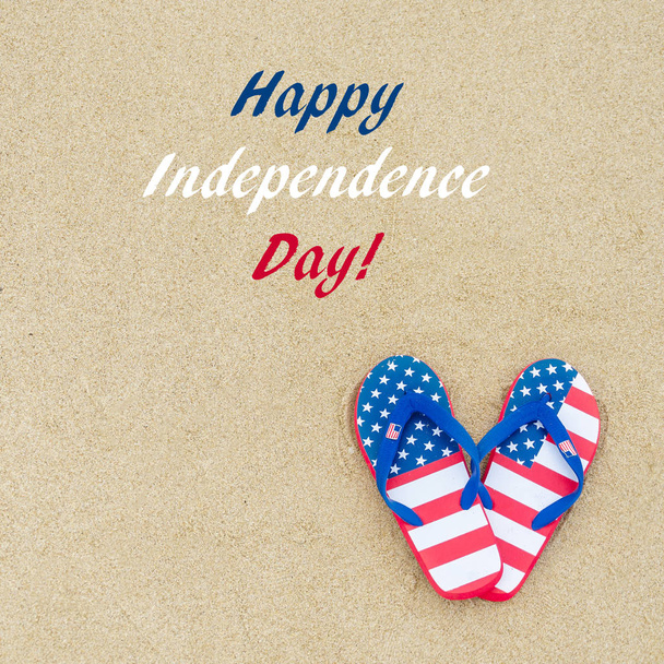 Independence USA day background on the beach - Photo, Image