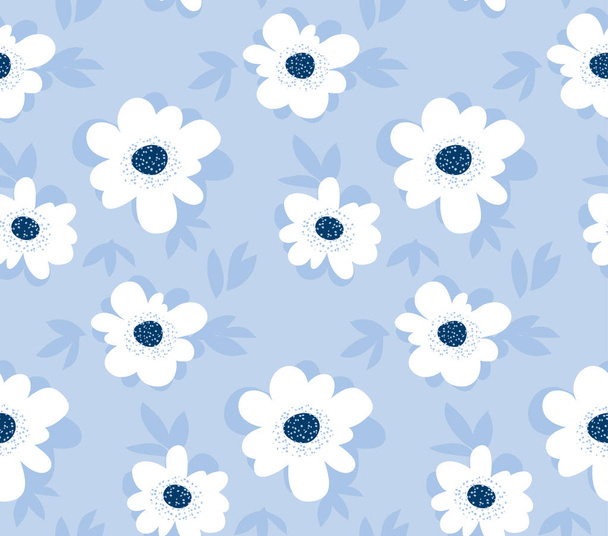 χλωμό χρώμα καλοκαιριού floral χωρίς ραφή πρότυπο για επιφάνεια σχεδίασης. Εικονογράφηση διάνυσμα μπλε λουλούδι για web και εκτύπωση έργα.  - Διάνυσμα, εικόνα