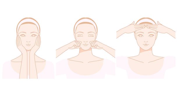Women who massage the face - Vector, Image