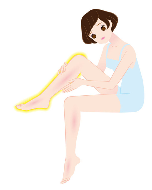 Women worry about the swelling of the legs - Vector, Image