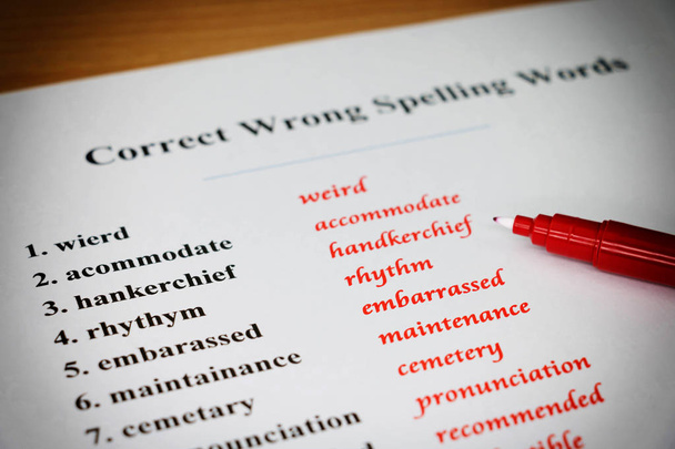 spelling sheet on table - Photo, Image