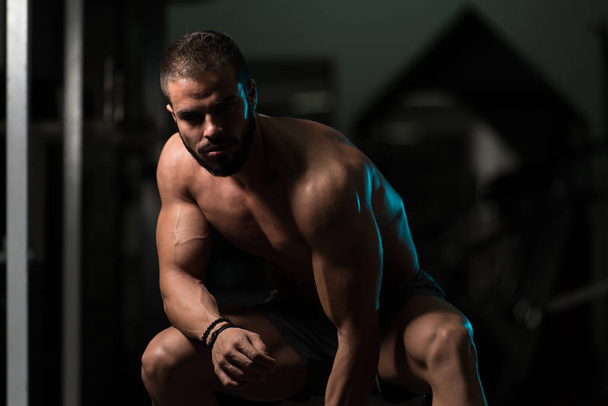 Biceps Exercise With Dumbbells In A Gym - Fotó, kép