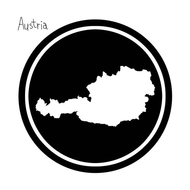 vektör harita illüstrasyon beyaz beyaz arka plan üzerinde izole Avusturya siyah daire, Tarih - Vektör, Görsel