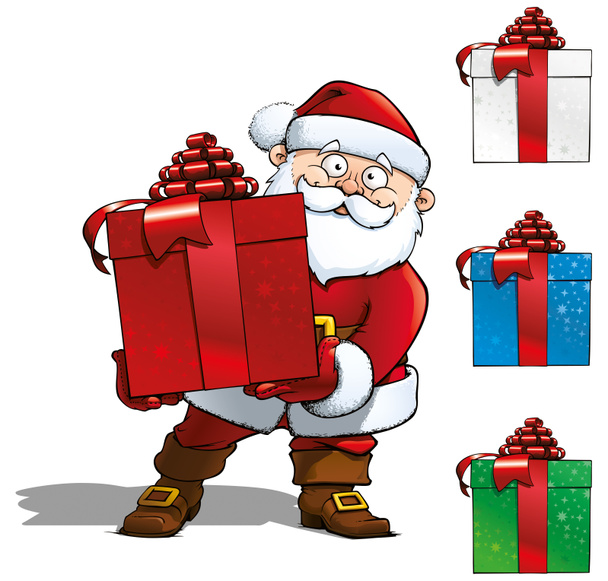 Santa κρατώντας ένα μεγάλο δώρο - Φωτογραφία, εικόνα