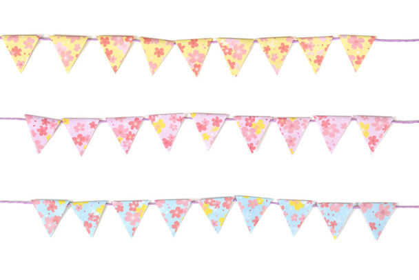 Flower bunting paper cut on white background - Photo, Image