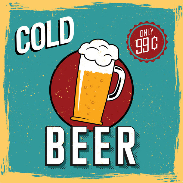 Colorful Cold Beer Poster - Vetor, Imagem