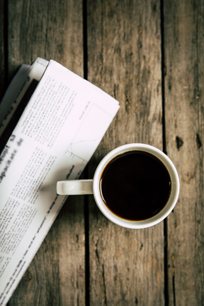 cup of coffee and newspaper - Photo, image