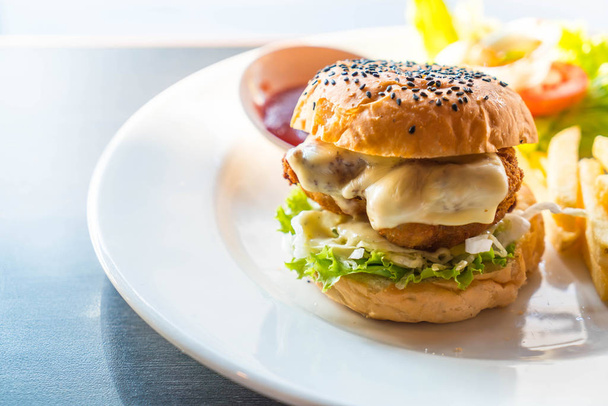 fried chicken burger with cheese - Photo, Image