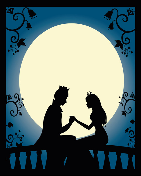 Lovers at night - Vector, Image