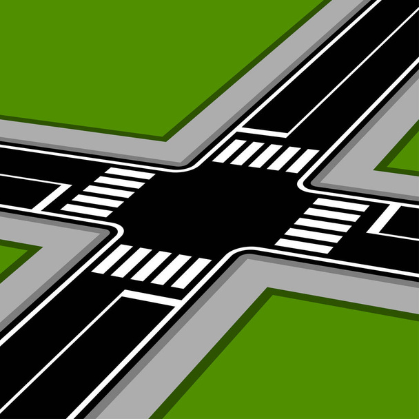 3D pespective crossroad with crosswalks - Vector, Image