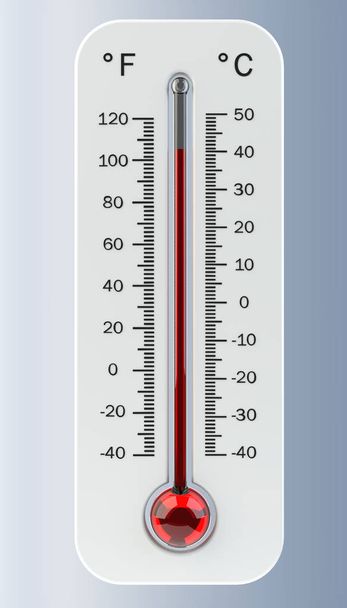 Thermometer with red temperature rise 3D rendering - Photo, Image
