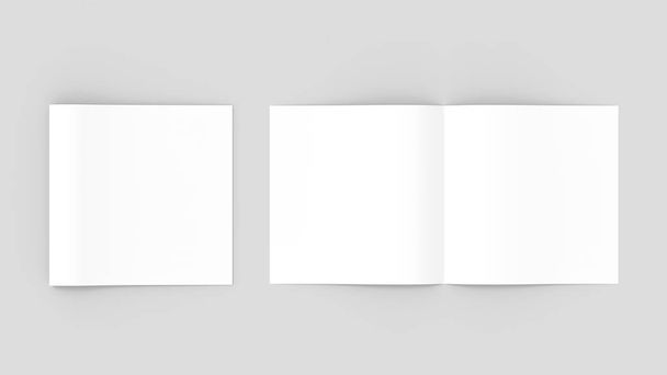 Spuare bi-fold , half fold brochure mock up. 3D illustrating. - Photo, Image