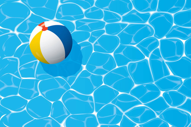 strandbal drijvend in een blauwe zwembad. Zomer achtergrond. - Vector, afbeelding