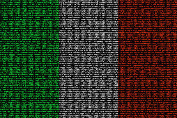 Italian lippu, joka koostuu tiheästä tietokonekoodista cybersecurity conce
 - Valokuva, kuva