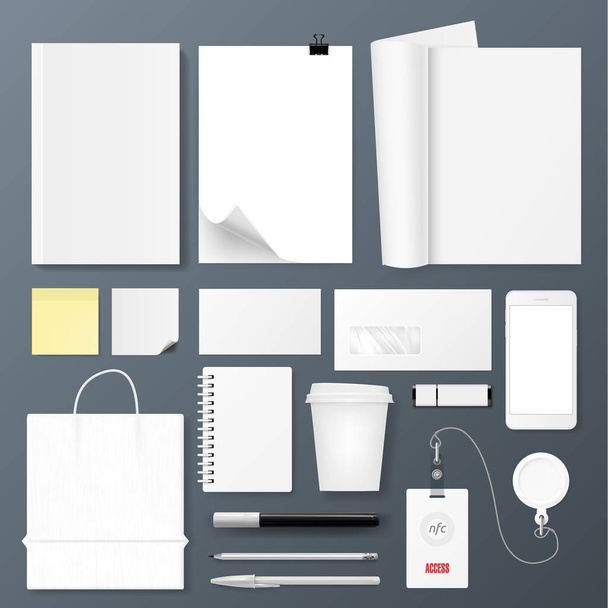 Office Corporate Identity Template Set. Design For Branding - Vetor, Imagem