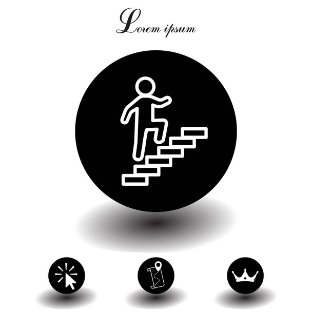 επιχειρηματίας βόλτες μέχρι το εικονίδιο σκάλες - Διάνυσμα, εικόνα
