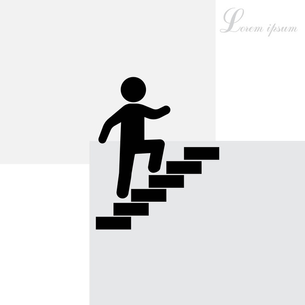 businessman walks up the stairs icon - Vector, Image