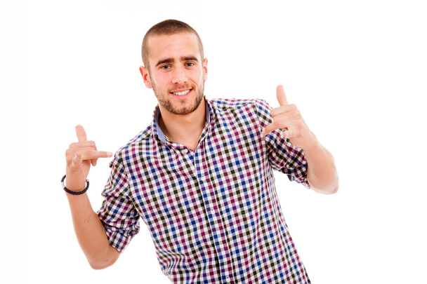 Portrait of young casual man smiling, isolated on white - Φωτογραφία, εικόνα