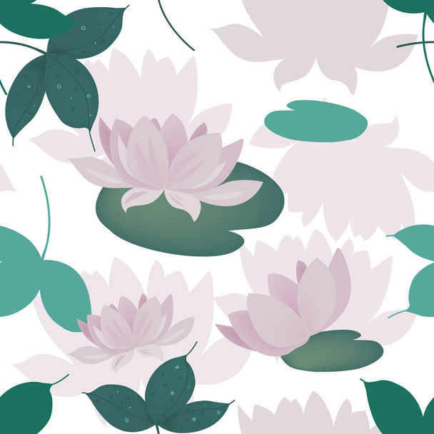 Water lily seamless pattern.  - Vector, Image