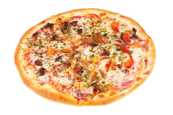 Finom olasz pizza fehér felett - Fotó, kép