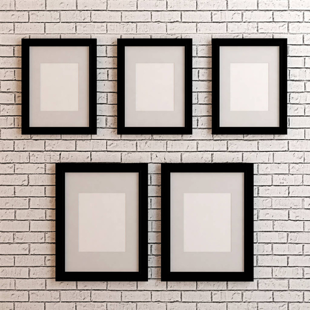 Picture frames on white wall - Photo, Image
