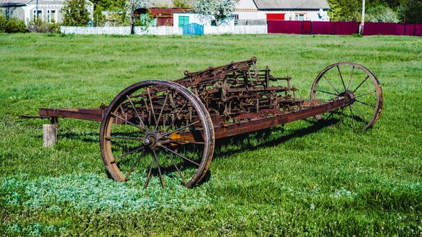 Old iron agriculture plow - Фото, изображение