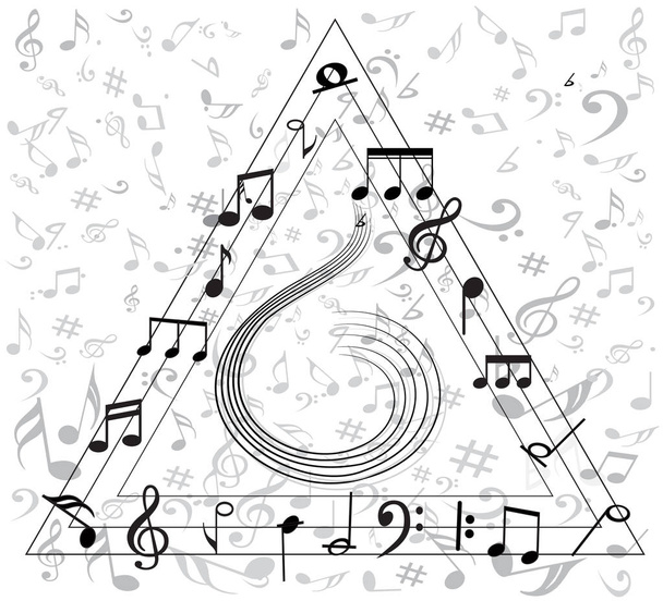 Noten mit Musiksymbolen - Vektor, Bild