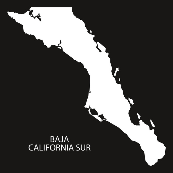 Baja California Sur Meksika harita siyah siluet ters - Vektör, Görsel