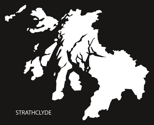 Strathclyde Schotland kaart zwart omgekeerde silhouet illustratie - Vector, afbeelding