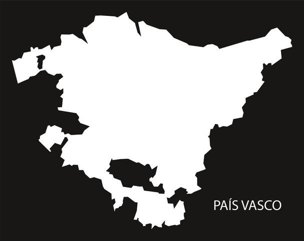 Pais Vasco Spanje kaart zwarte omgekeerde silhouet illustratie - Vector, afbeelding