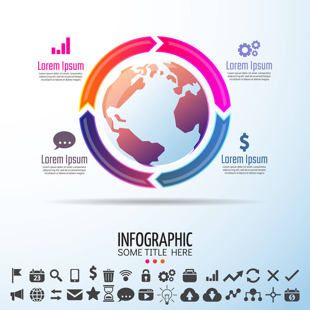 World Map Infographics Design Template - Vector, Image