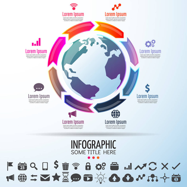 世界地図インフォ グラフィック デザイン テンプレート - ベクター画像