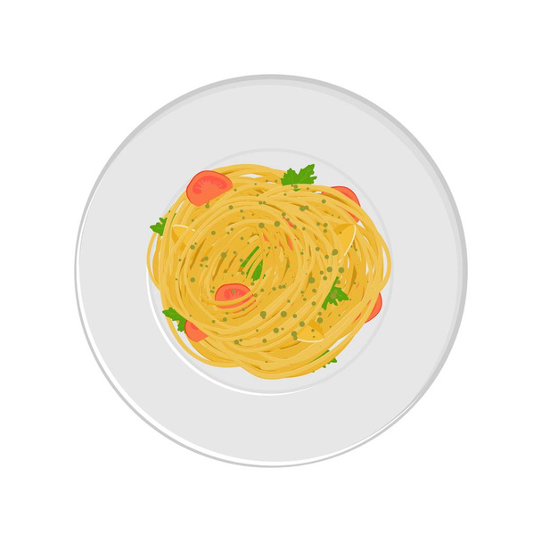 Векторная иллюстрация спагетти с помидорами
 - Вектор,изображение