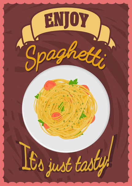 Italienische Pasta. Spaghetti auf einem Teller. - Vektor, Bild