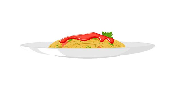 Pasta italiana de espagueti con salsa de tomate
 - Vector, imagen