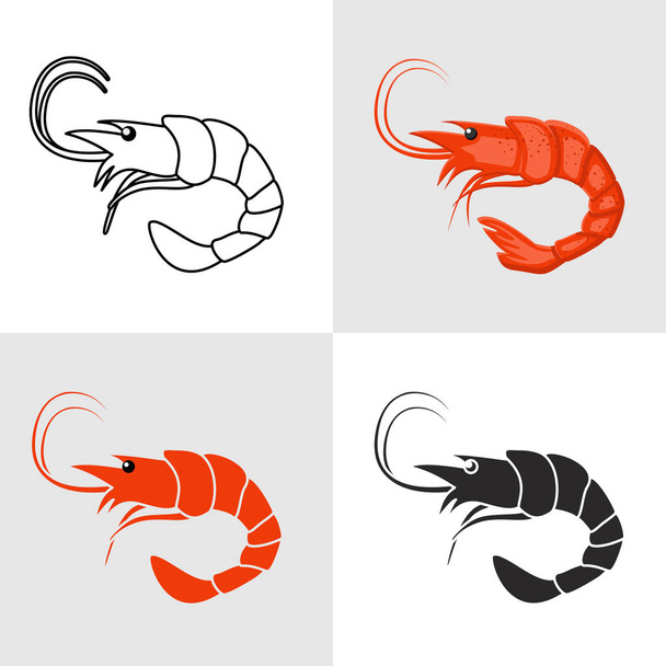 Set of shrimp vector icons - Vector, Image