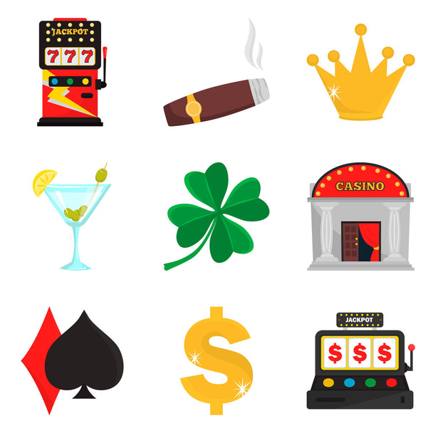 Set of casino color flat icons set for web and mobile design - Вектор, зображення