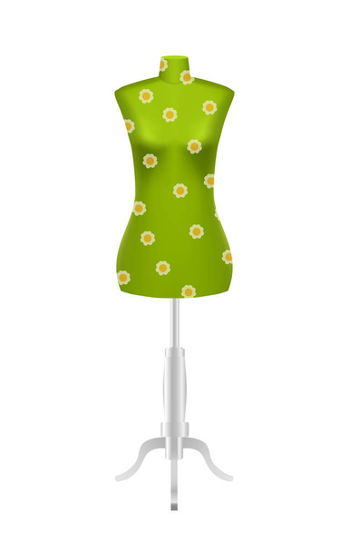 Green female tailors dummy mannequin - Vector, Image