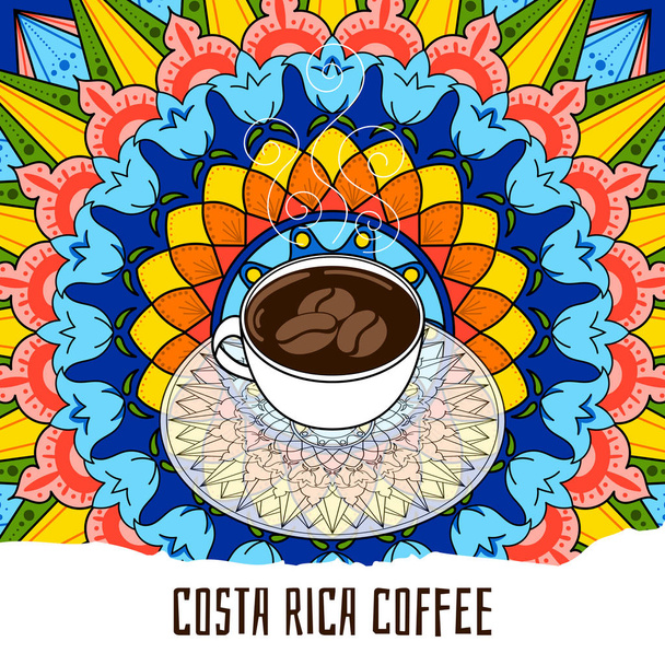 Costa Rica coffee colorful illustration - Vettoriali, immagini