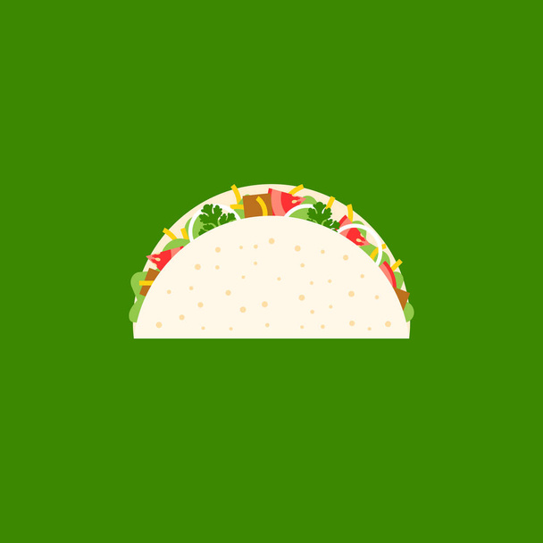 Sığır eti Taco simgesi, Meksika yemeği, düz tasarlamak vektör - Vektör, Görsel