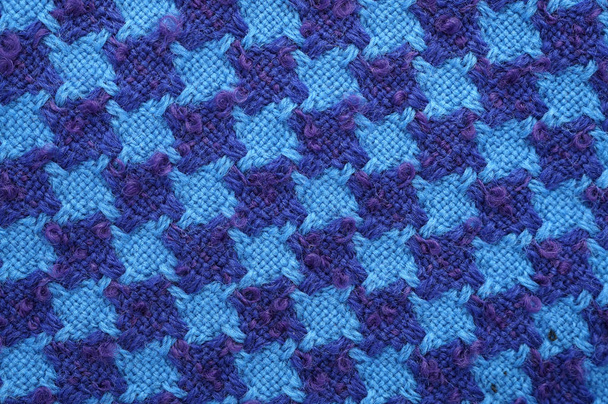 青と紫色のウール ツイード生地のテクスチャ - 写真・画像