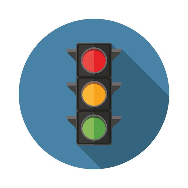 Traffic lights flat icon with long shadow. Vector illustration - Vektor, kép