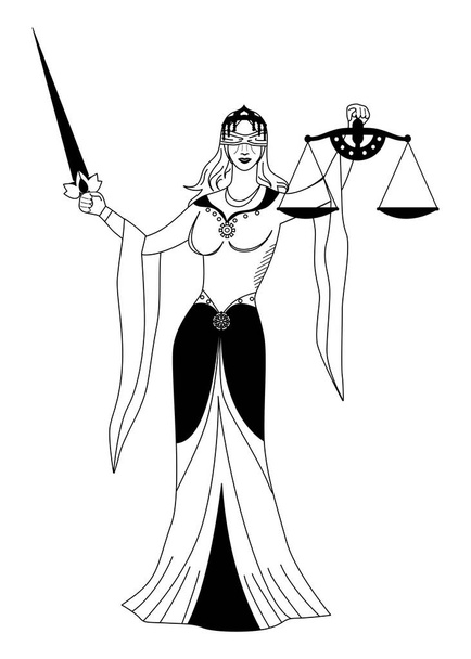 the justice woman black - Vector, afbeelding