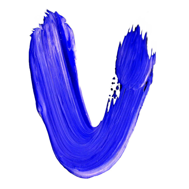 La lettre V dessinée avec des peintures bleues sur fond blanc
. - Photo, image