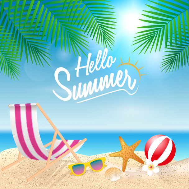 Hello summer holiday background. Season vacation, weekend. Vecto - Vector, Image
