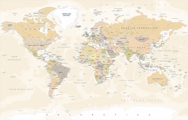 Vintage Svět Mapa - vektorové ilustrace - Vektor, obrázek
