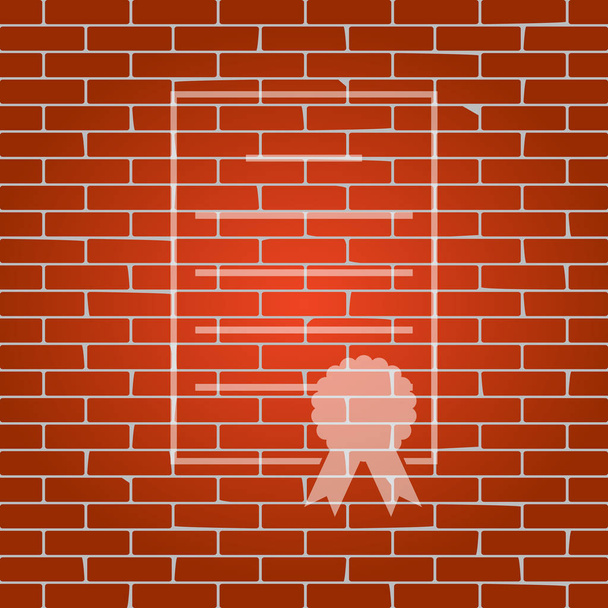 Check mark sign illustration. Vector. Whitish icon on brick wall as background. - Vector, Image
